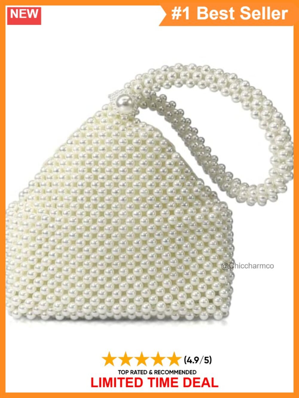 Pearl Beaded Evening Clutch Crossbody Elegant Wedding Party Purse